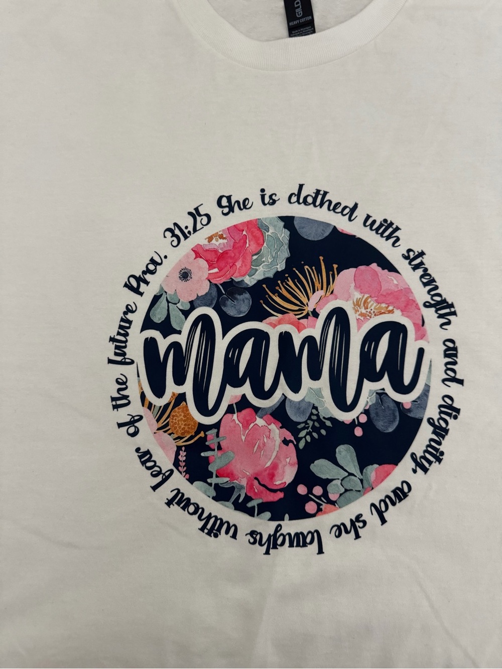 Hand Crafted Mama Floral Graphic Tee - Navy, Pink, White
